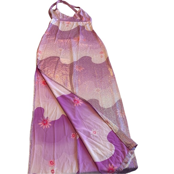 Chic Halter Maxi Dress in Shimmering Pink and Purple Size S - Picture 8 of 9